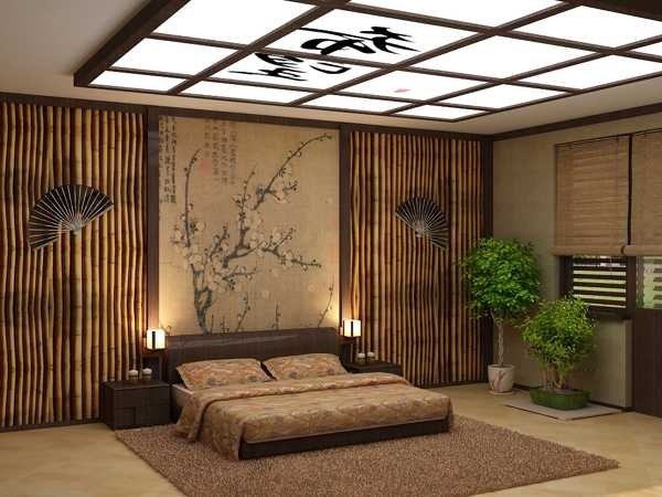 Chambre décoration japonaise avec bonsai